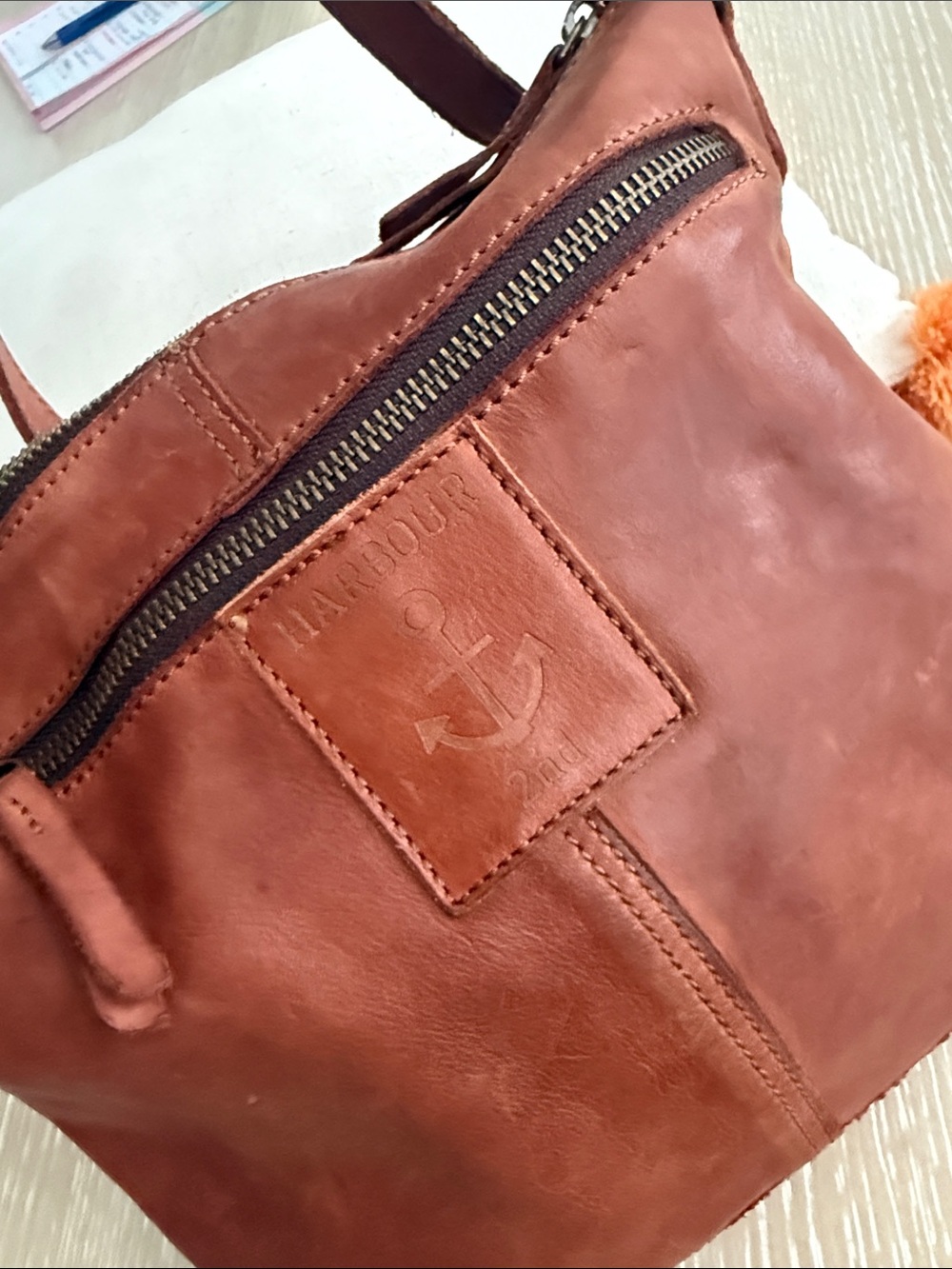 Harbour 2nd Hazel Leather Cognac Brown Crossbody Distressed Messenger Bag 227 - Picture 5 of 14